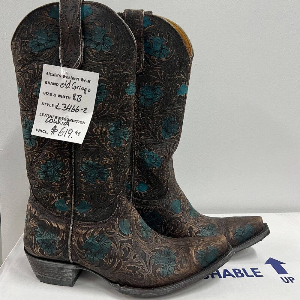 Old Gringo Womens Edwine Boots Size 8B Chocolate/Turquoise